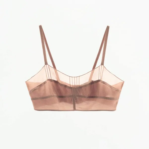 Бюстгальтер Zara Semi-sheer Trims, бежево-розовый