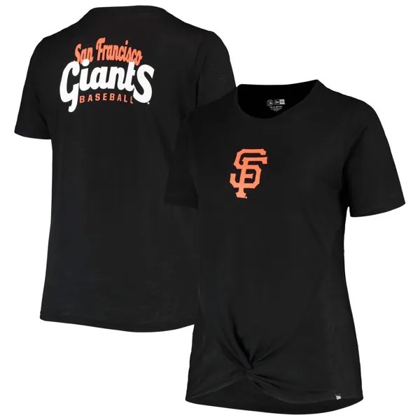 Женская черная футболка New Era San Francisco Giants большого размера с 2 узлами спереди New Era