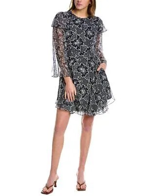 Женское шелковое мини-платье с оборками Rebecca Taylor Rochelle Fleur