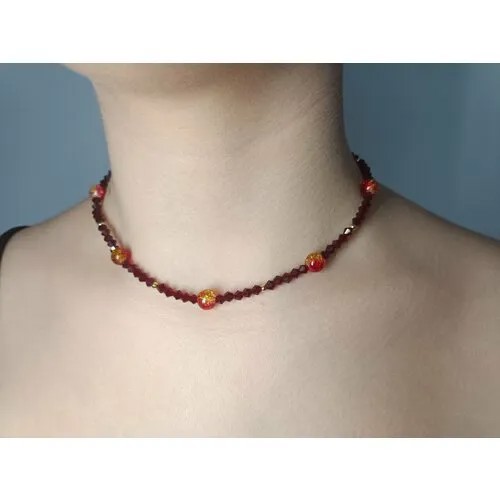 Чокер Кракле, длина 40 см, золотой, красный
