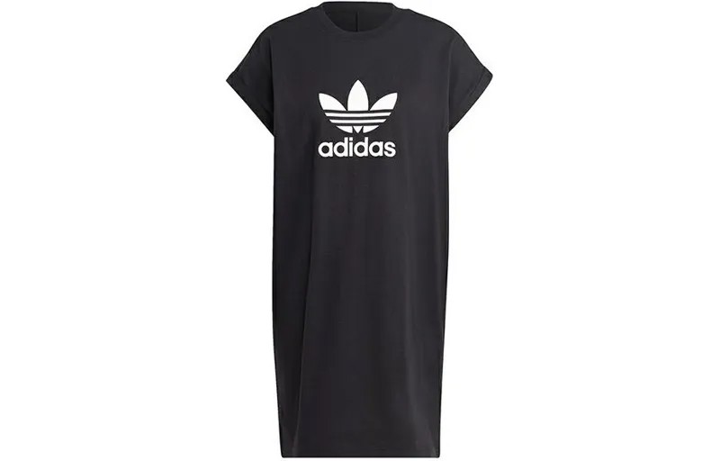 Платье с короткими рукавами женское черное Adidas