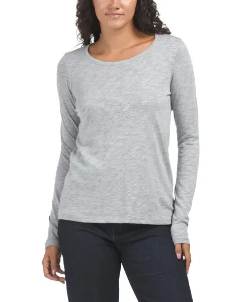 Трикотажный топ с длинными рукавами из смесового хлопка Pima Atm, цвет Heather Grey