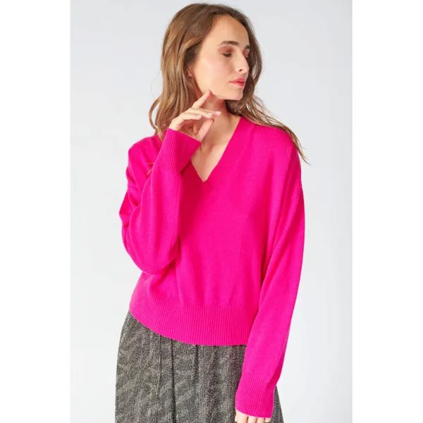 Свитер Le Temps Des Cerises 58331 Martie V Neck, розовый