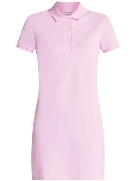 Платье с воротником поло и нашивкой-логотипом Lacoste, розовый
