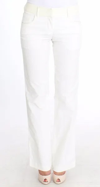 Брюки ERMANNO SCERVINO Белые полосатые брюки прямого кроя IT42 / US8 Рекомендуемая розничная цена 400 долларов США