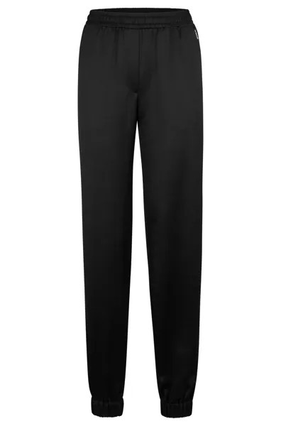 Брюки Hugo Boss Relaxed-fit Trousers In Soft Satin With Cuff, черный