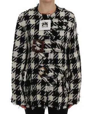 Куртка DOLCE - GABBANA Черно-белая шерстяная вязаная с кристаллами IT44 /US10/L Рекомендуемая розничная цена 2400 долларов США