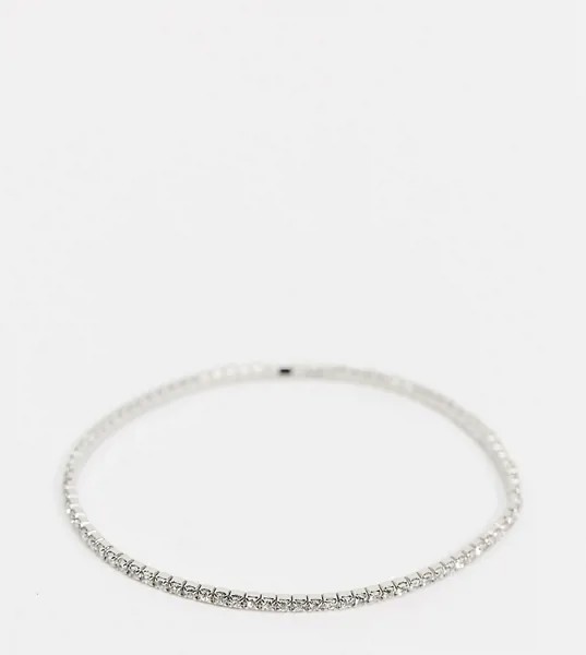 Серебристый эластичный браслет со стразами ASOS DESIGN Curve-Серебряный