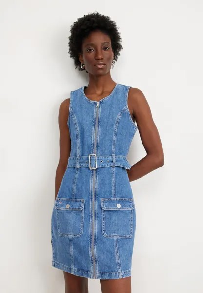 Джинсовое платье BELTED ZIP DRESS Tommy Jeans, цвет denim medium