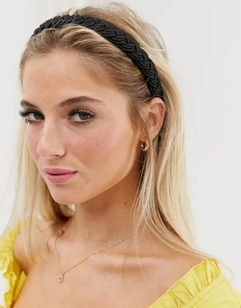 Черный плетеный ободок ASOS DESIGN