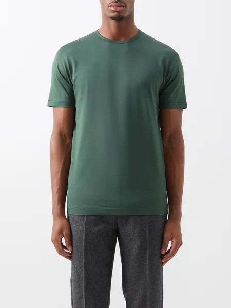 Хлопковая футболка supima с круглым вырезом Sunspel, зеленый