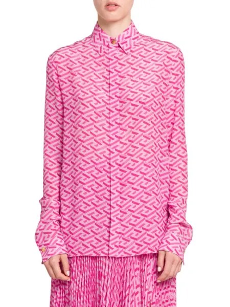 Шелковая блузка Greca Signature Versace, розовый