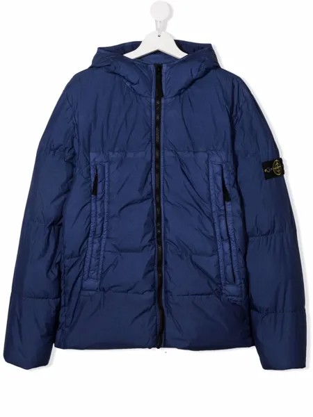 Stone Island Junior пуховик с нашивкой-логотипом