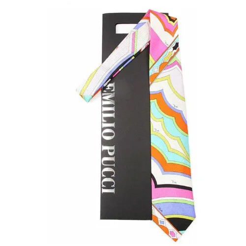 Галстук Emilio Pucci, натуральный шелк, широкий, для мужчин, белый