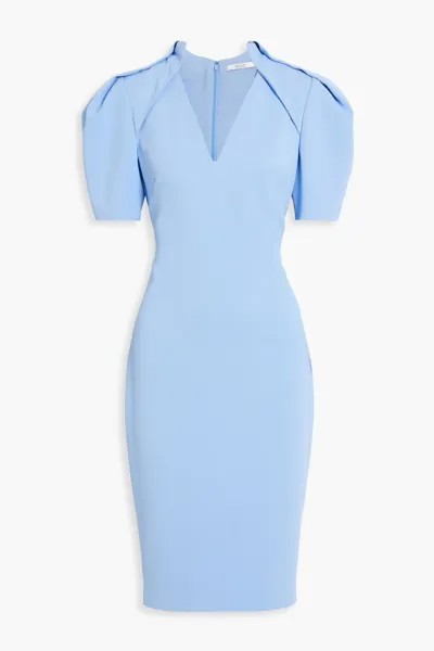 Плиссированное платье из крепа Badgley Mischka, светло-синий