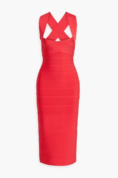 Бандажное платье миди Hervé Léger, цвет Tomato red