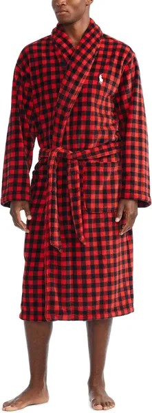 Халат Microfiber Plush Long Sleeve Shawl Collar Robe Polo Ralph Lauren, цвет Rl2000 Red Buffalo Plaid/Nevis Pony Player