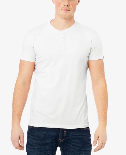 Мужская базовая футболка с короткими рукавами и вырезом на пуговицах X-Ray, белый