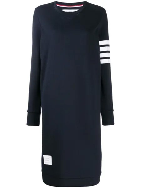 Thom Browne платье-толстовка длины миди с полосками 4-Bar, синий