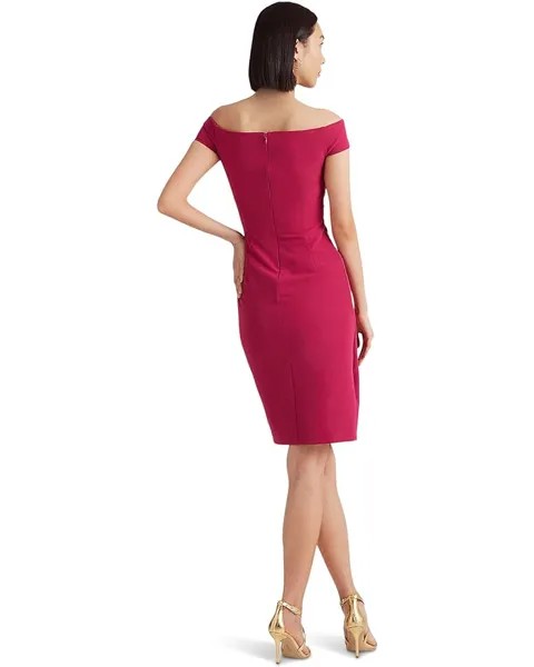 Платье LAUREN Ralph Lauren Crepe Off-the-Shoulder Dress, цвет Fuchsia Berry