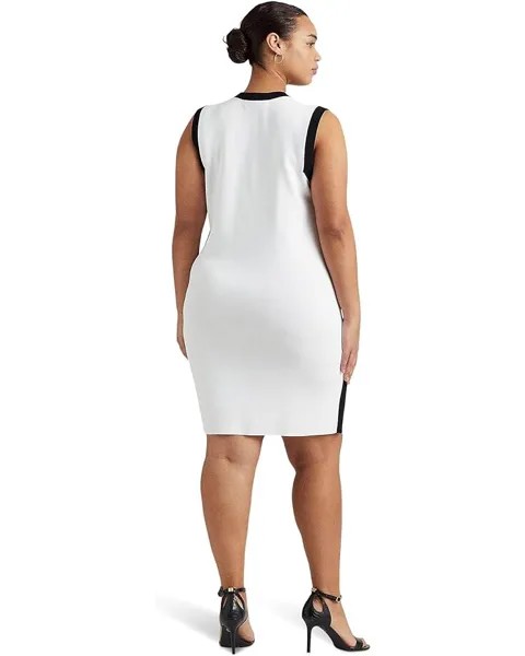 Платье LAUREN Ralph Lauren Plus Size Two-Tone Sleeveless Sweaterdress, цвет White/Black