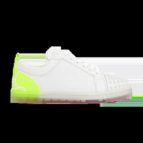 Кроссовки Christian Louboutin Fun Louis Junior Spikes Flat 'White Fluo Yellow', белый