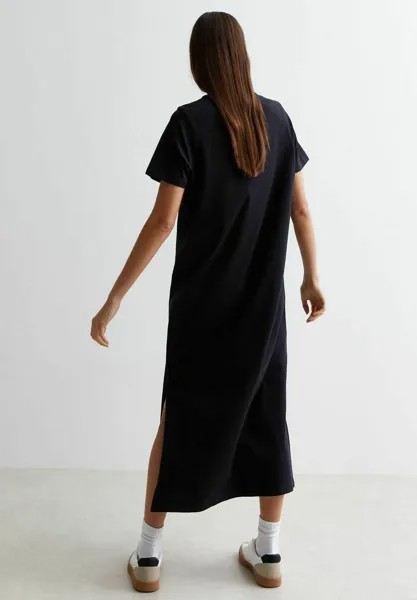 Платье из джерси Split Hem Midaxi New Look, черное