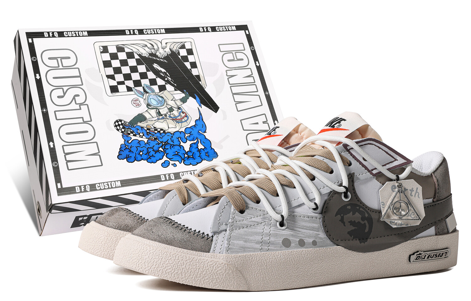 Кроссовки Nike Blazer Skateboarding Shoes Women's Low-top Grey/brown/white, светло-серый