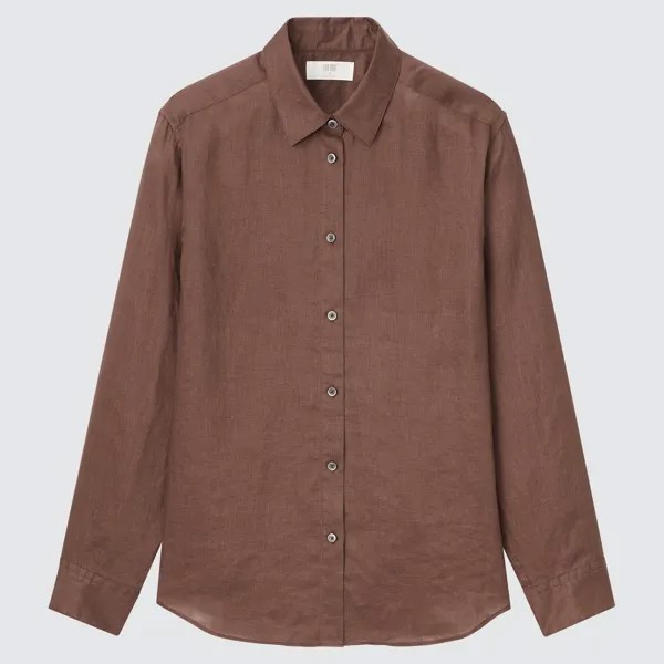 Рубашка женская UNIQLO 446845COL35 коричневая M (доставка из-за рубежа)