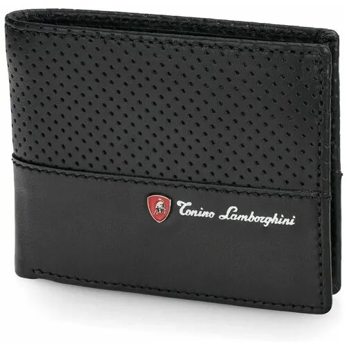 Портмоне Tonino Lamborghini Driving Black, 11х9 см, кожа.