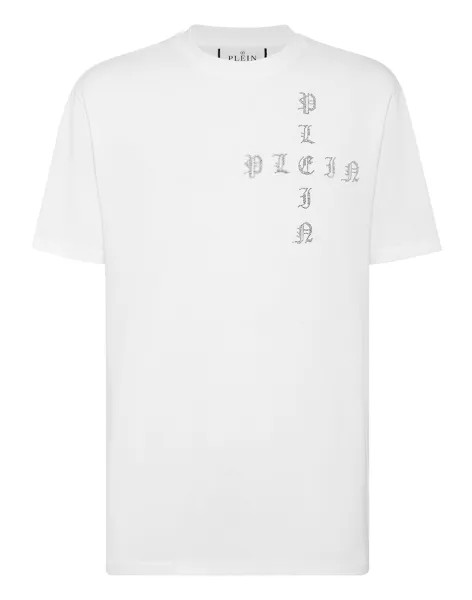 Футболка с круглым вырезом SS Gothic Plein с кристаллами Philipp Plein, цвет White/Crystal