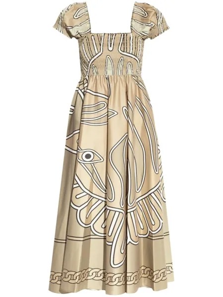 Tory Burch платье с абстрактным принтом, зеленый