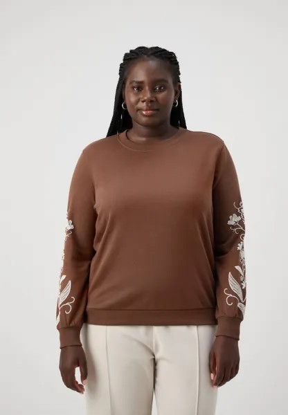 Спортивный свитер CARSONNY O NECK ONLY Carmakoma, коричневый