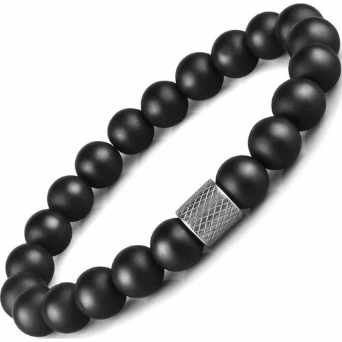Браслет Everiot, агат, размер 17 см, черный