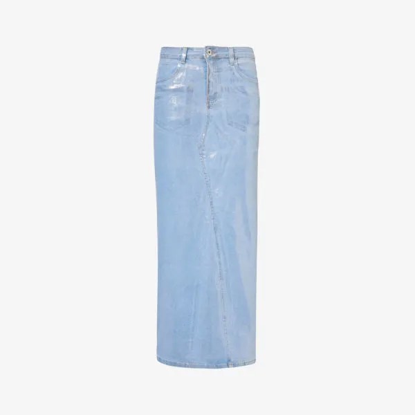 Джинсовая юбка макси mimi с эффектом металлик Amy Lynn, синий