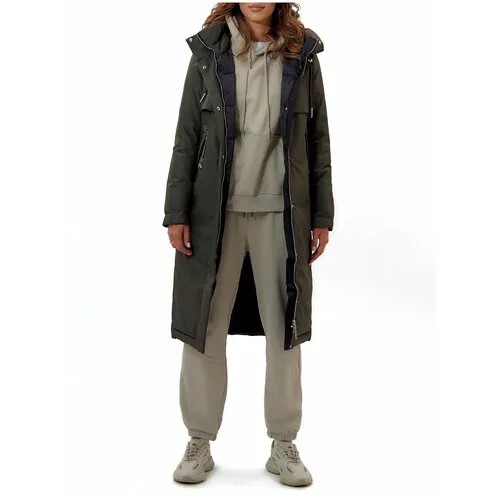 Куртка  зимняя, удлиненная, силуэт прямой, ветрозащитная, карманы, утепленная, размер 48, бежевый