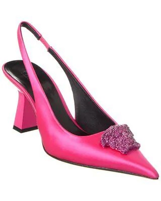 Versace La Medusa Атласные туфли с открытой пяткой женские розовые 38,5