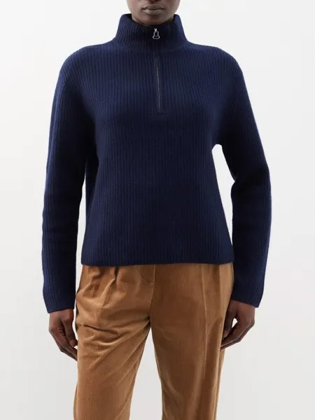 Шерстяной свитер ilona с полумолнией в рубчик A.P.C., синий