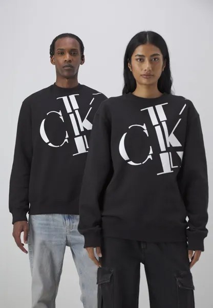 Толстовка Calvin Klein Jeans РАССЛАБЛЕННЫЙ КРУГЛЫЙ ВЫРЕЗ С РАССЕЯННЫМ ЛОГОТИПОМ УНИСЕКС, черный