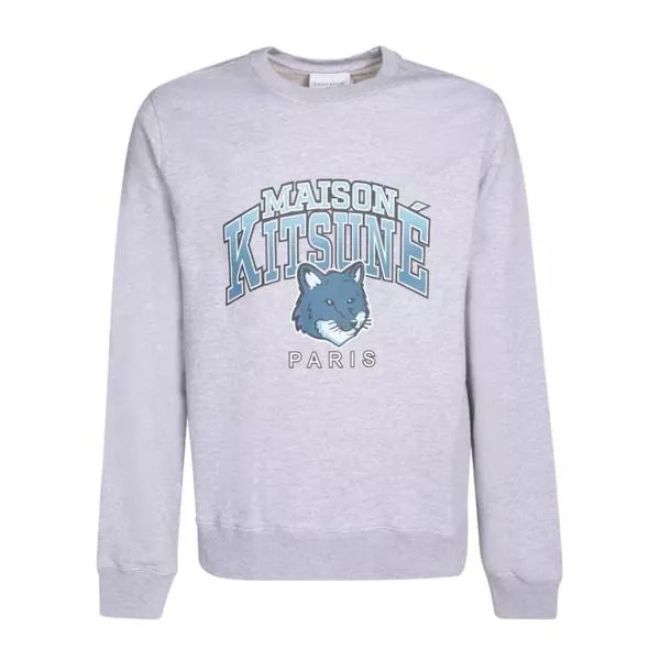 Футболка campus fox crewneck sweatshirt Maison Kitsune, серый