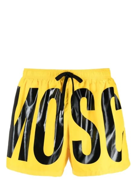 Moschino плавки-шорты с кулиской и логотипом, желтый