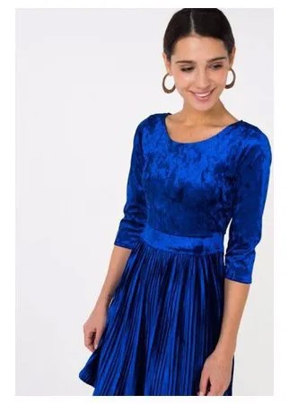 Платье AScool DRESS1901 женское Цвет Синий Цветы р-р 46