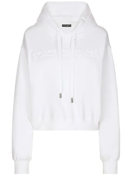Dolce & Gabbana худи с кулиской и тисненым логотипом, белый
