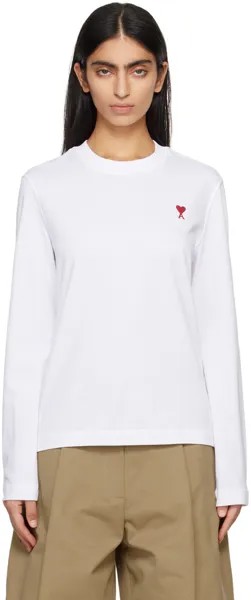 Белая футболка с длинным рукавом Ami de Cœur Ami Paris, цвет White