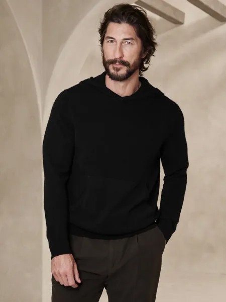 BANANA REPUBLIC Худи из кашемира Cipresso S, маленький размер | Черный свитер #502067 НОВИНКА