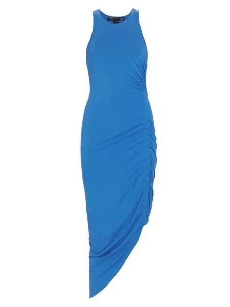 Асимметричное миди-платье Haylee с рюшами Veronica Beard, синий