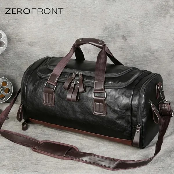 Мужская портативная кожаная Вместительная дорожная сумка, однотонный чехол для путешествий на короткие расстояния