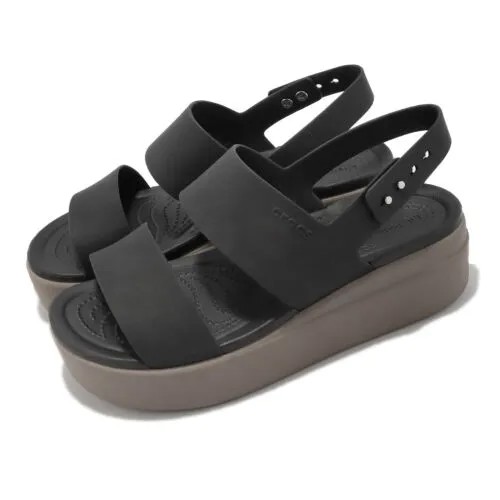 Черные Женские Босоножки на Платформе Crocs Brooklyn Low Wedge W Mushroom 206453-07H