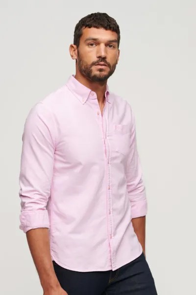 Оксфордская рубашка с эффектом потертости Superdry, розовый