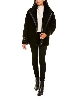 Куртка женская с кожаной отделкой Moose Knuckles Alhart, черная, размер S